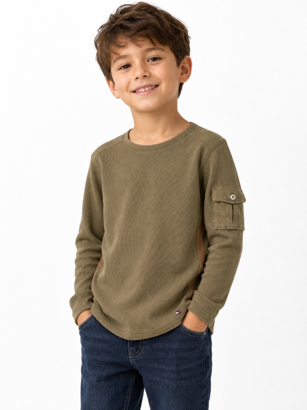 Tommy Hilfiger army green boys shirt, medium
